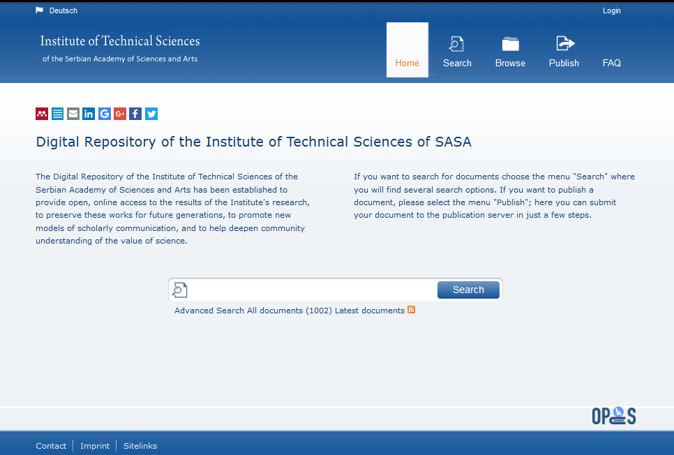 The first institutional repository of the Institute of Technial Scienes of SASA powered by the Opus4 software.